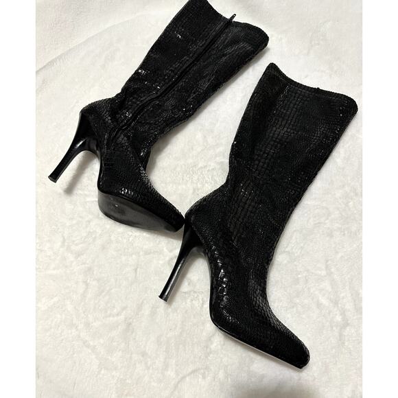 White House Black Market Shoes - WHBM Faux Snakeskin Stiletto Knee-High Boots – 7.5